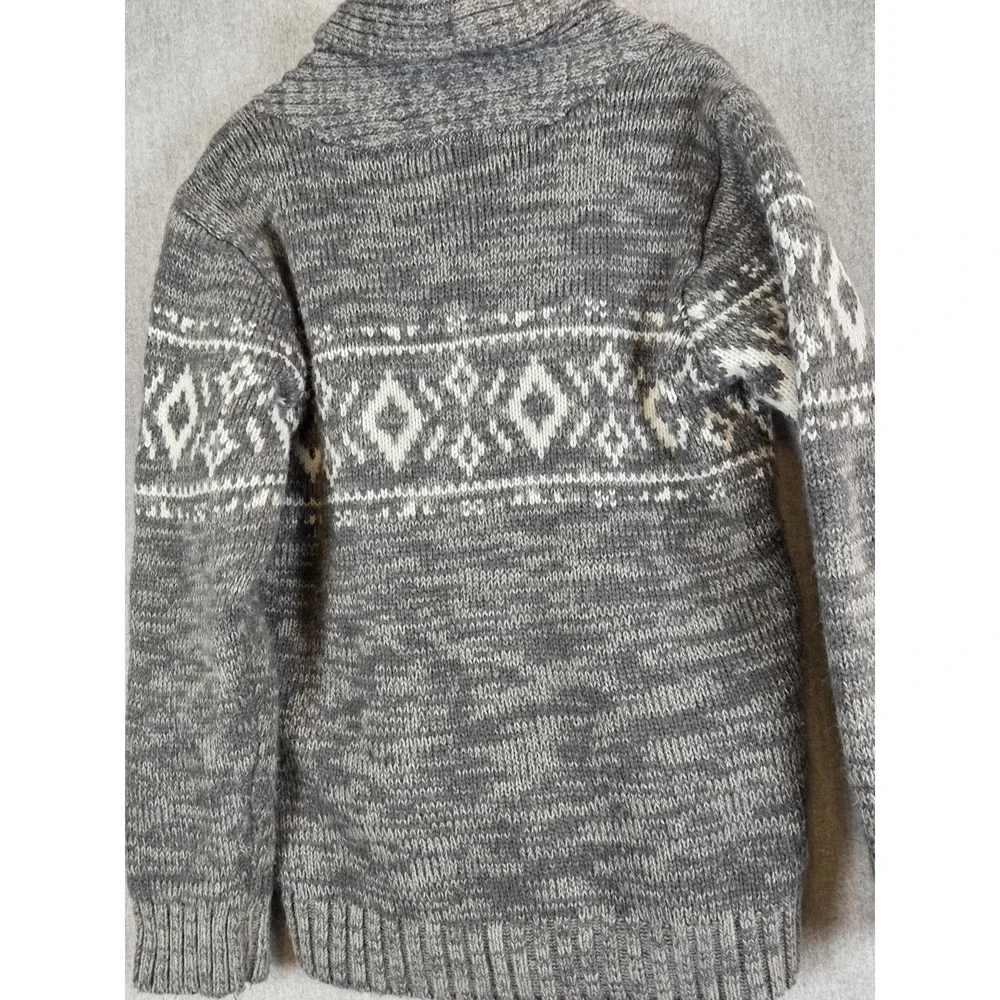 Carters Boys 7 Gray Fair Isle‎ Nordic Button Cardigan Sweater Wool Grandpa Dad